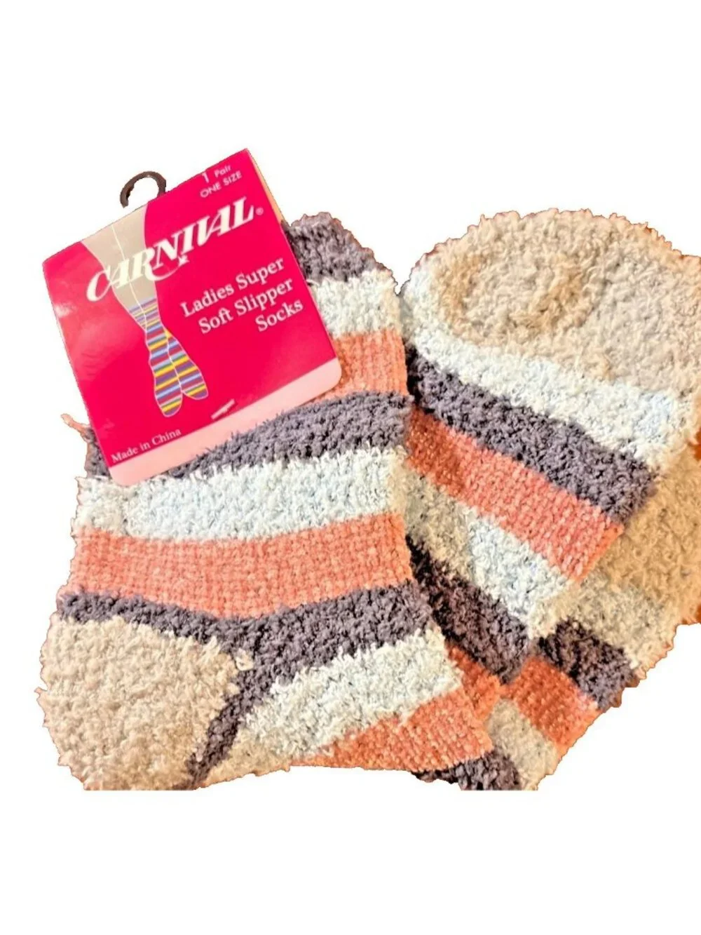 Womens Carnival Super Soft Slipper Socks 1 Sz Stripe Design Cozy Multicolor (1c)